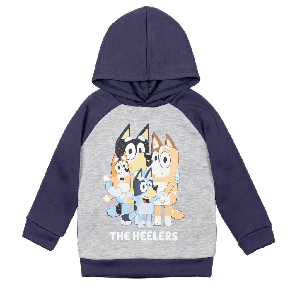 Bluey Mom Bingo Toddler Boys Fleece Hoodie Grey/Navy 2T