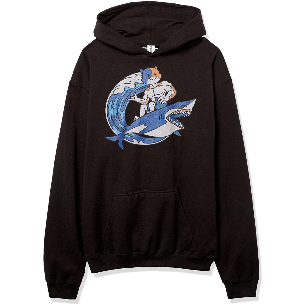 Fortnite Boys' Meowcles Shark Surf Youth Pullover Hoodie  Black  Mediu