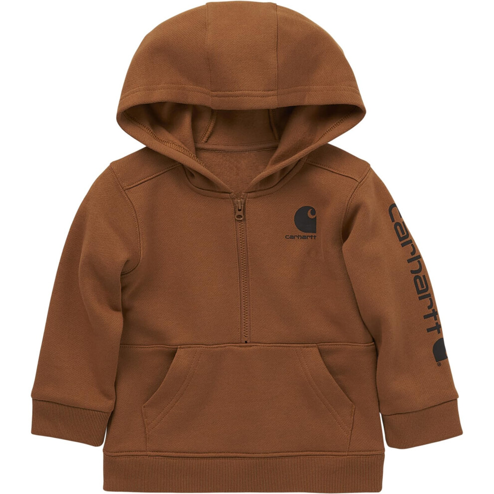 Carhartt Boys' Long-Sleeve Half-Zip Hooded Sweatshirt  Brown  3 Months