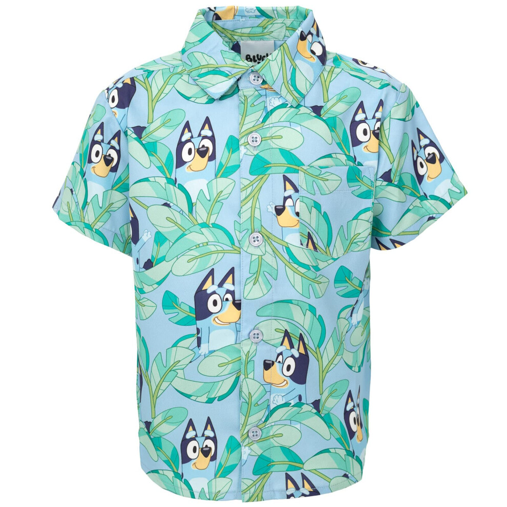 Bluey Toddler Boys Hawaiian Button Down Dress Shirt 4T