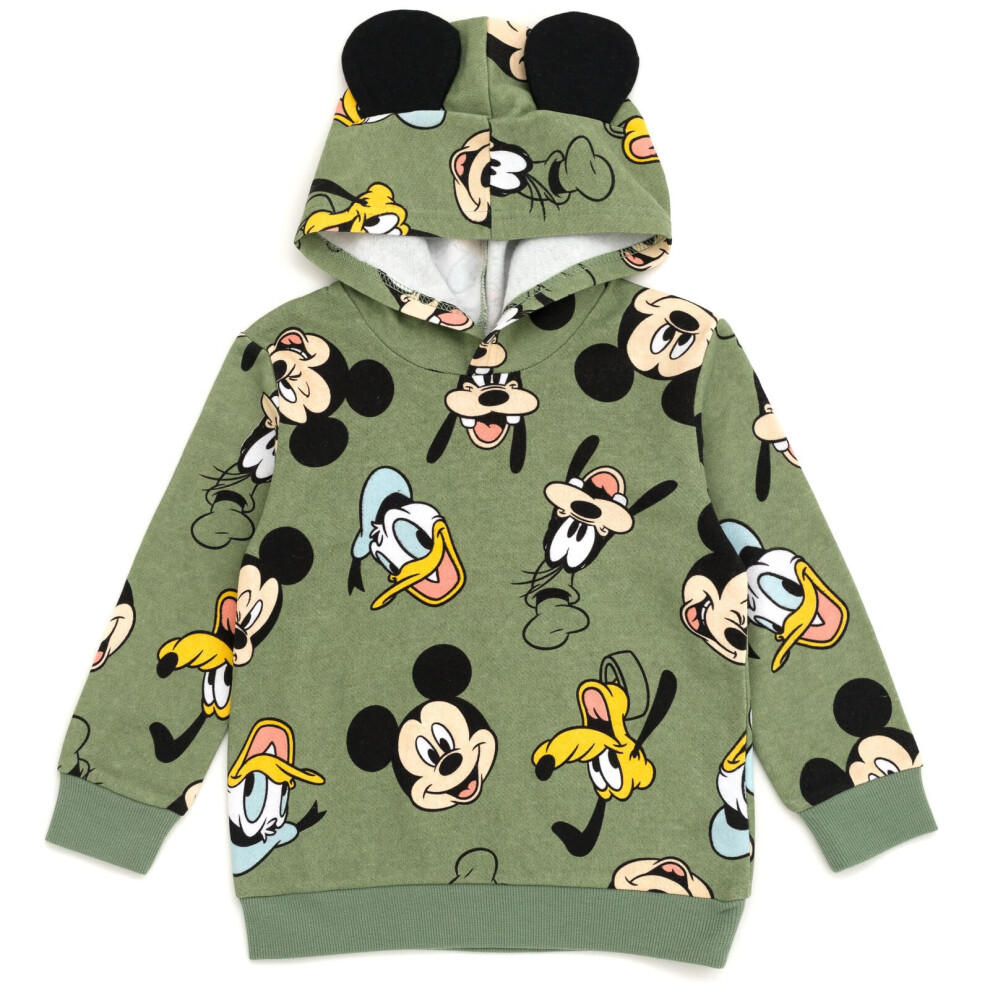 Disney Mickey Mouse Goofy Donald Duck Little Boys Fleece Hoodie/Green