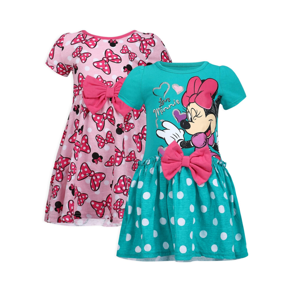 Disney Little Girls' 2 Pack Love Minnie Dresses  Pink  5