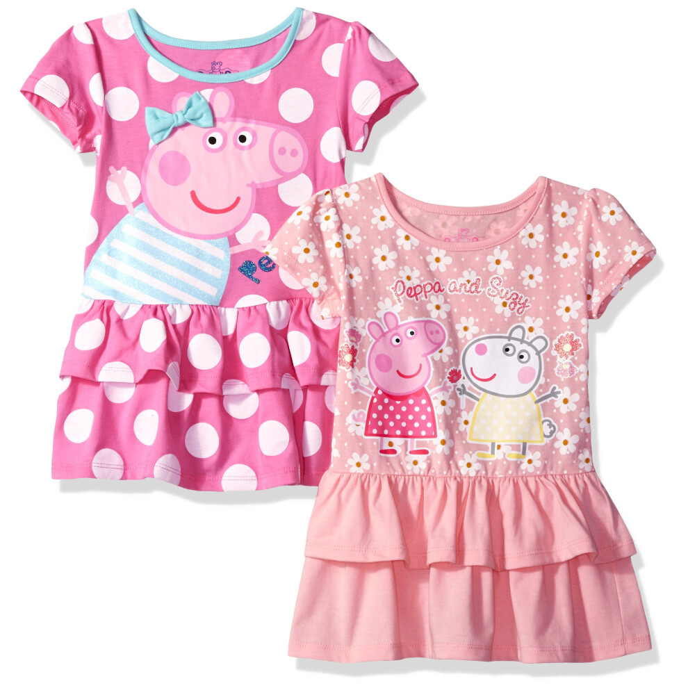 Peppa Pig Toddler Girls' 2 Pack Dresses  Multi/b  3T