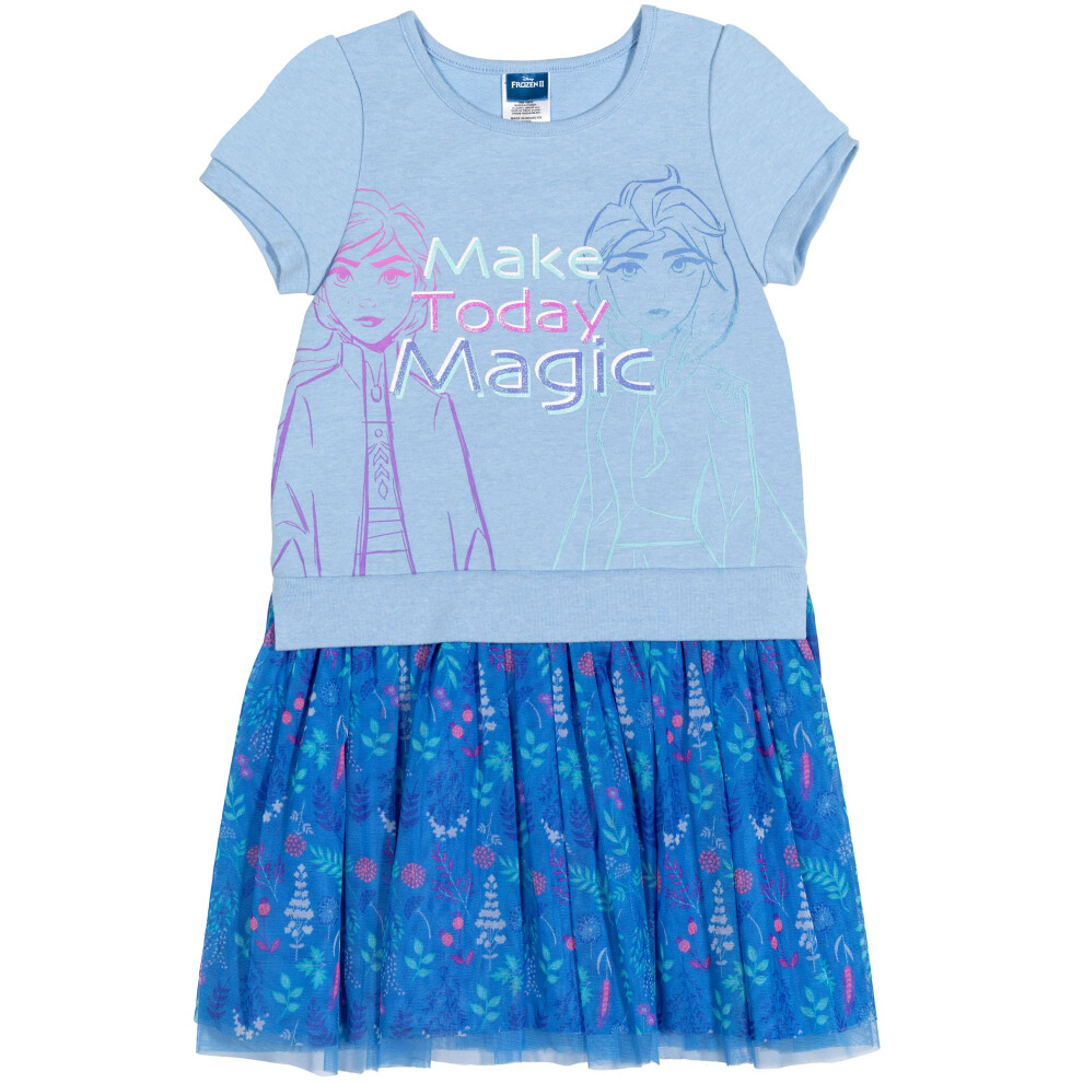 Disney Frozen Elsa Princess Anna Little Girls Dress Blue 6-6X