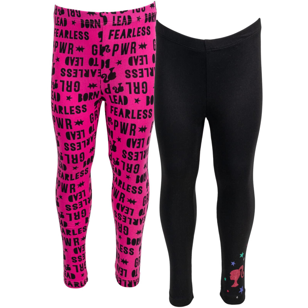 Barbie Toddler Boys 2 Pack Leggings Pink/Black 2T