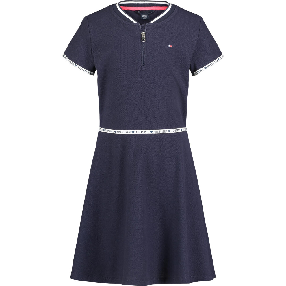 Tommy Hilfiger Girls' Short Sleeve Sporty Flag Taping Dress  Classic S