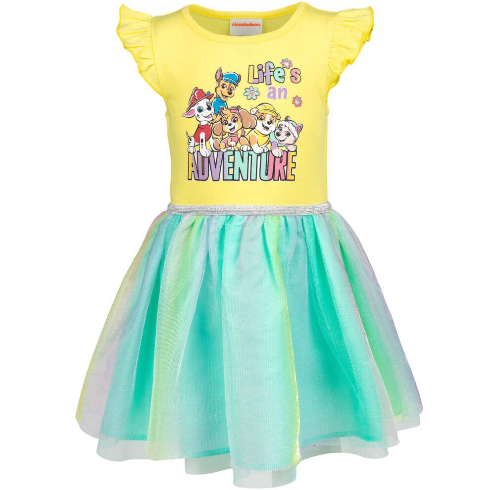 Paw Patrol Chase Everest Rubble Marshall Skye Little Girls Dress Yello