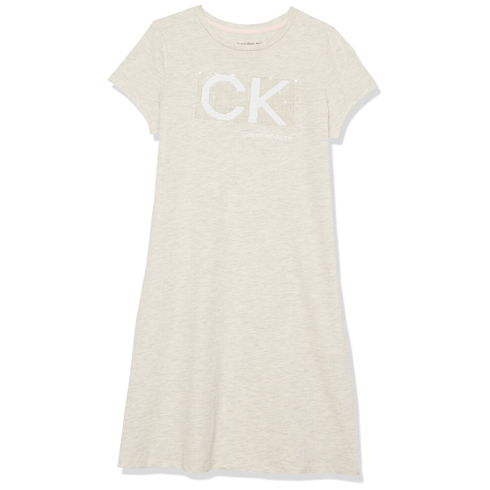 Calvin Klein Girls' Short Sleeve T-Shirt Dress  Pullover Style with Cr