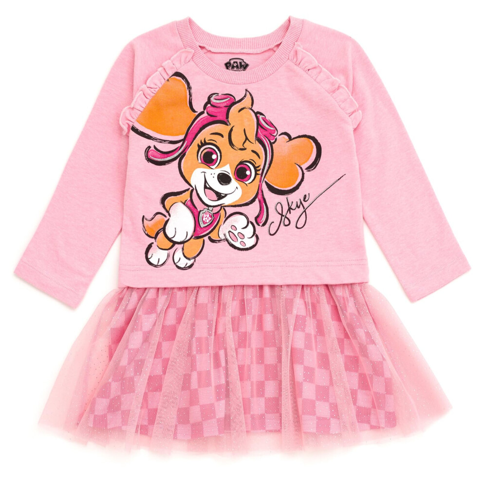 Paw Patrol Skye Little Girls French Terry Dress Pink 7-8