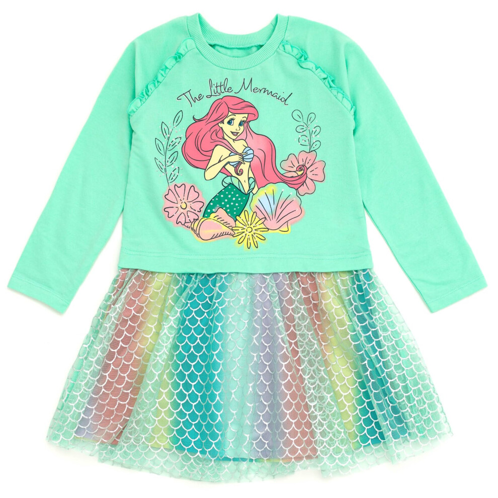 Disney Princess Ariel Little Girls French Terry Dress Green 6