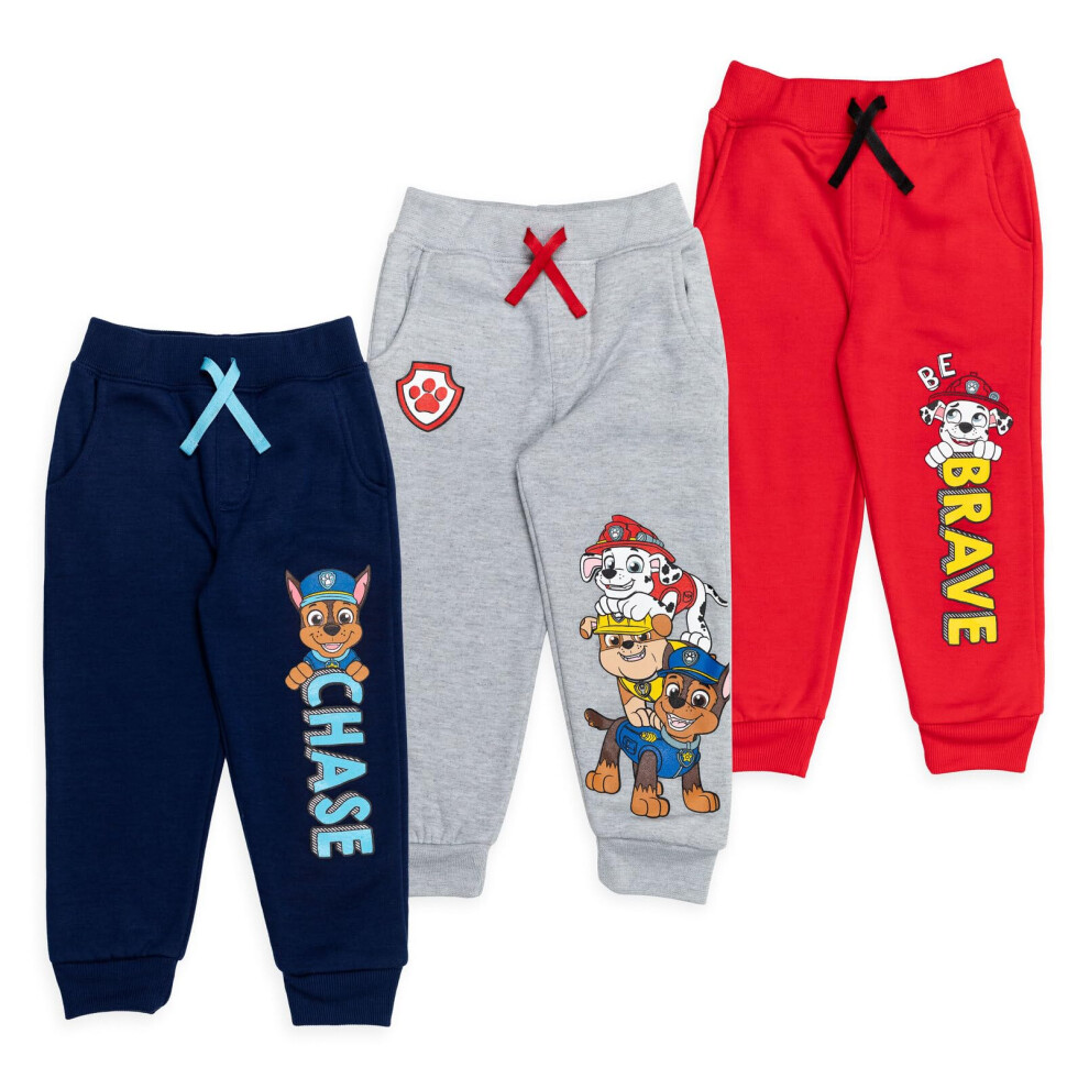 Paw Patrol Chase Rubble Marshall Toddler Boys Fleece 3 Pack Jogger Pan