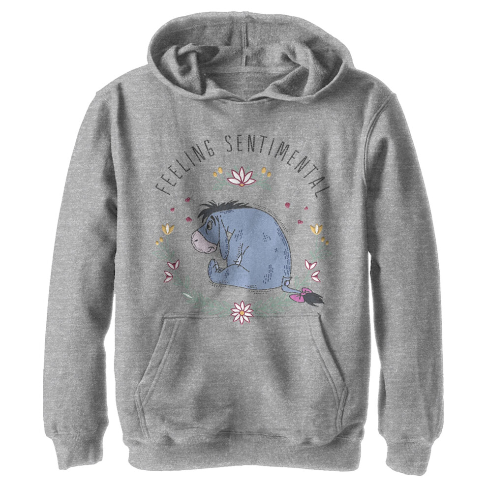 Disney Boy's Eeyore Flowers Hoodie  Athletic Heather  Large