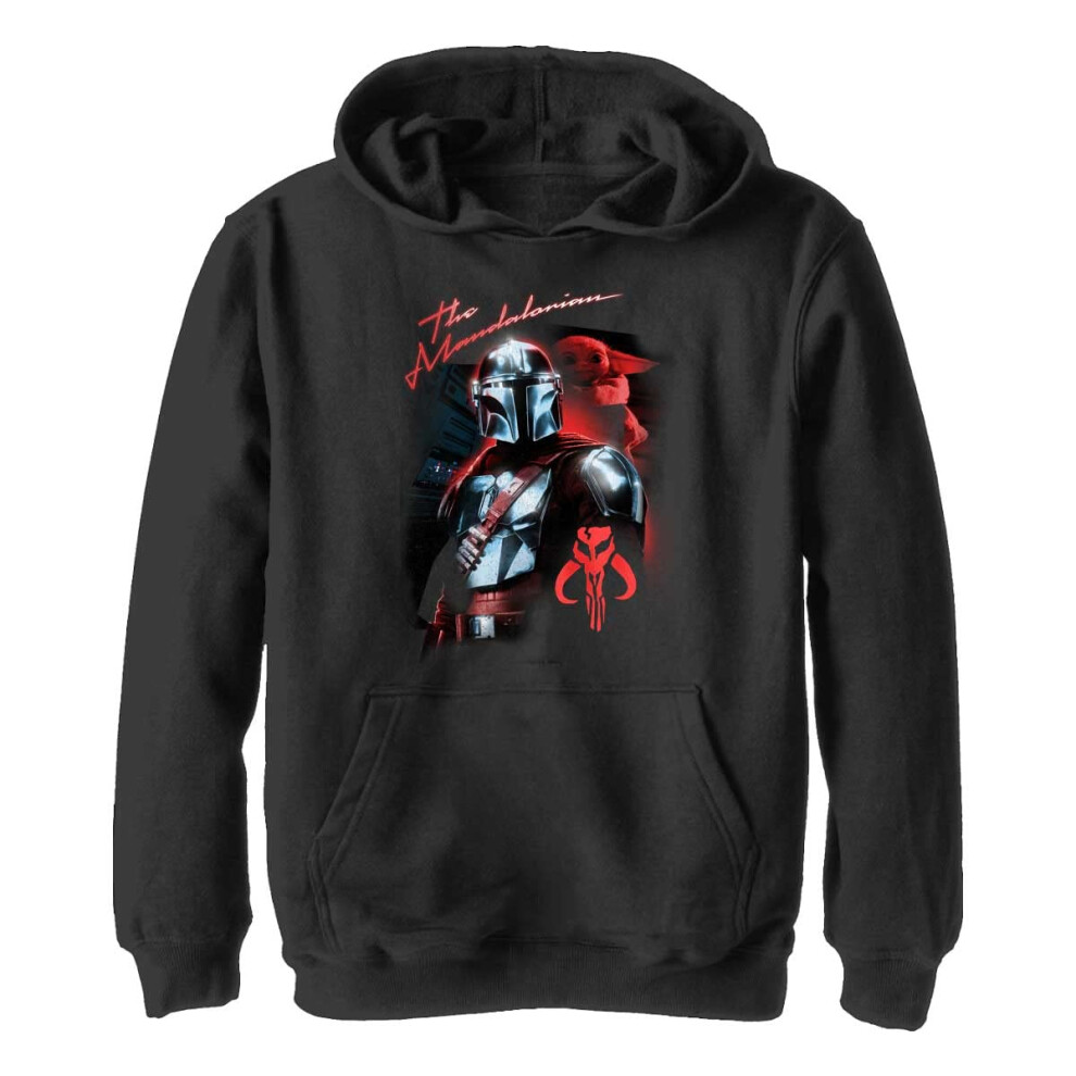 Star Wars Boy's Mando Retro Glow Hoodie  Black  X-Large