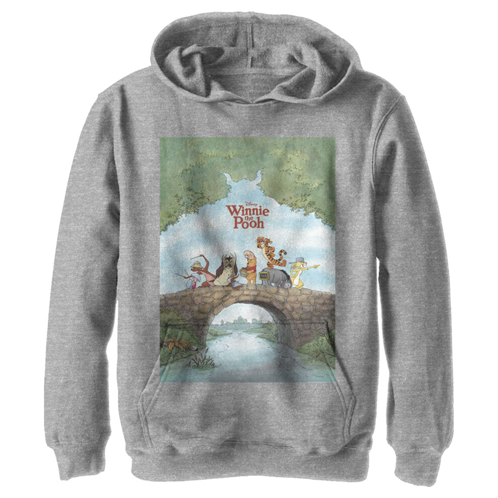 Disney Boy's Pooh Poster Hoodie  Athletic Heather  X-Large