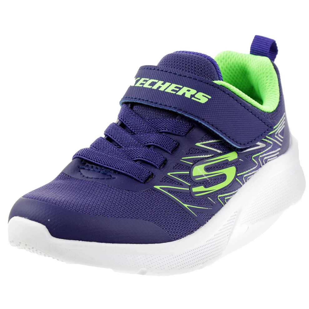 Skechers Kids Boy's Microspec-Texlor Sneaker  Navy/Lime  8 Toddler