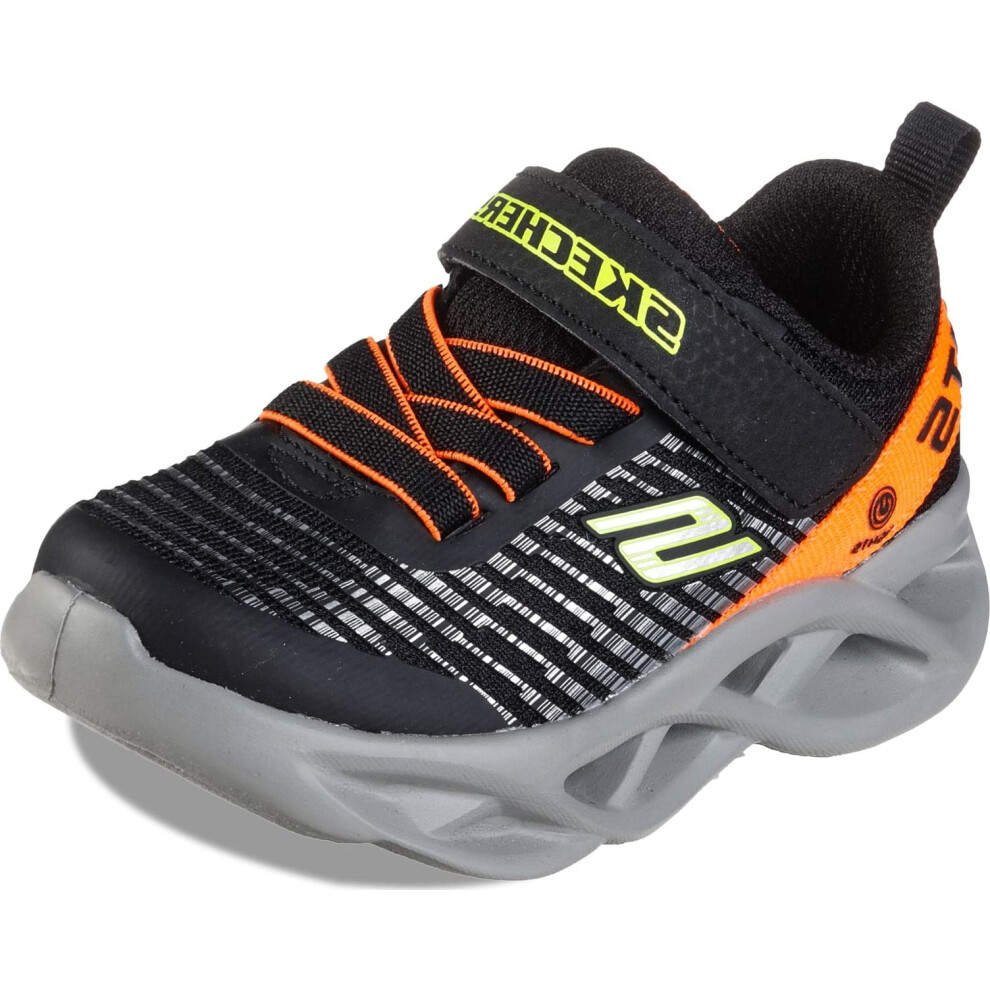 Skechers Boy's Twisty Brights-Novlo Sneaker  Black/Orange  2 Little Ki