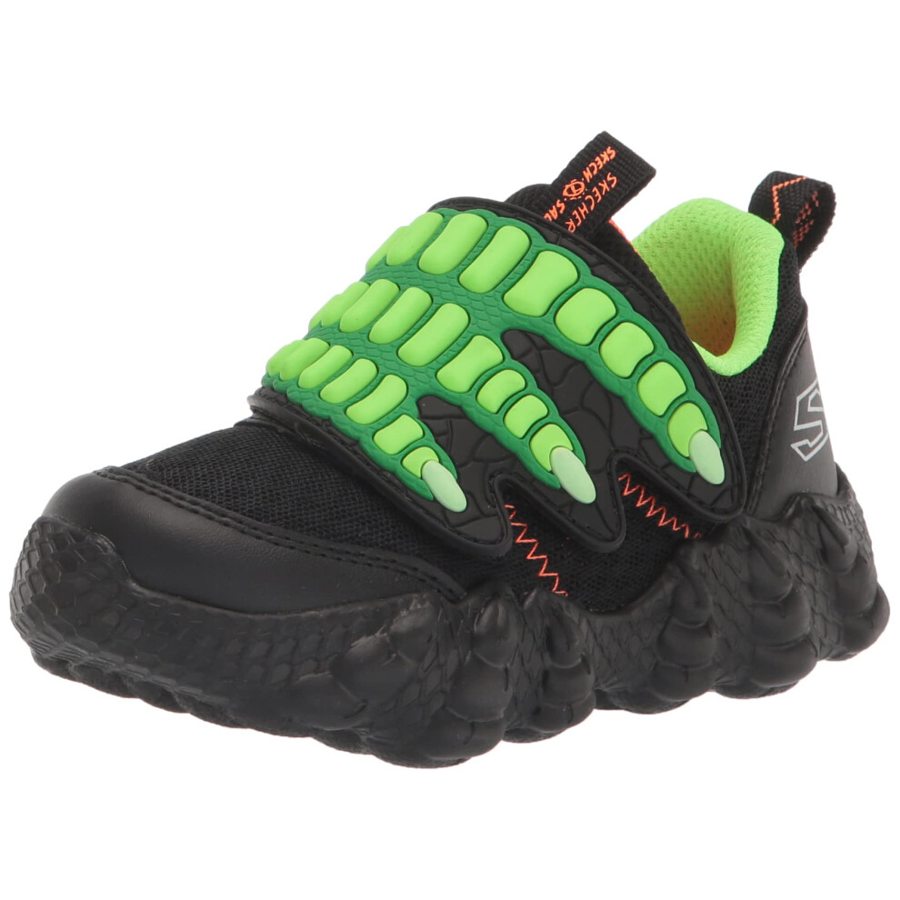 Skechers Kids Boy's Lil' Saurus-Claw Hunter Sneaker  Black/Lime  10 To