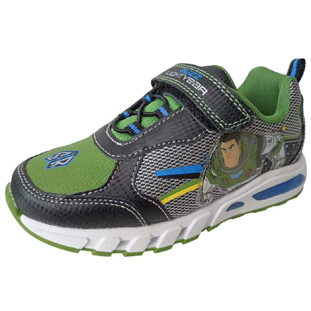 Disney Boy's Toy Story Woody Buzz Lightyear Light Up Sneakers (Black/G