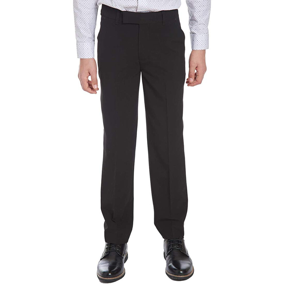 Calvin Klein Big Boys' Flat Front Pant   Black  16