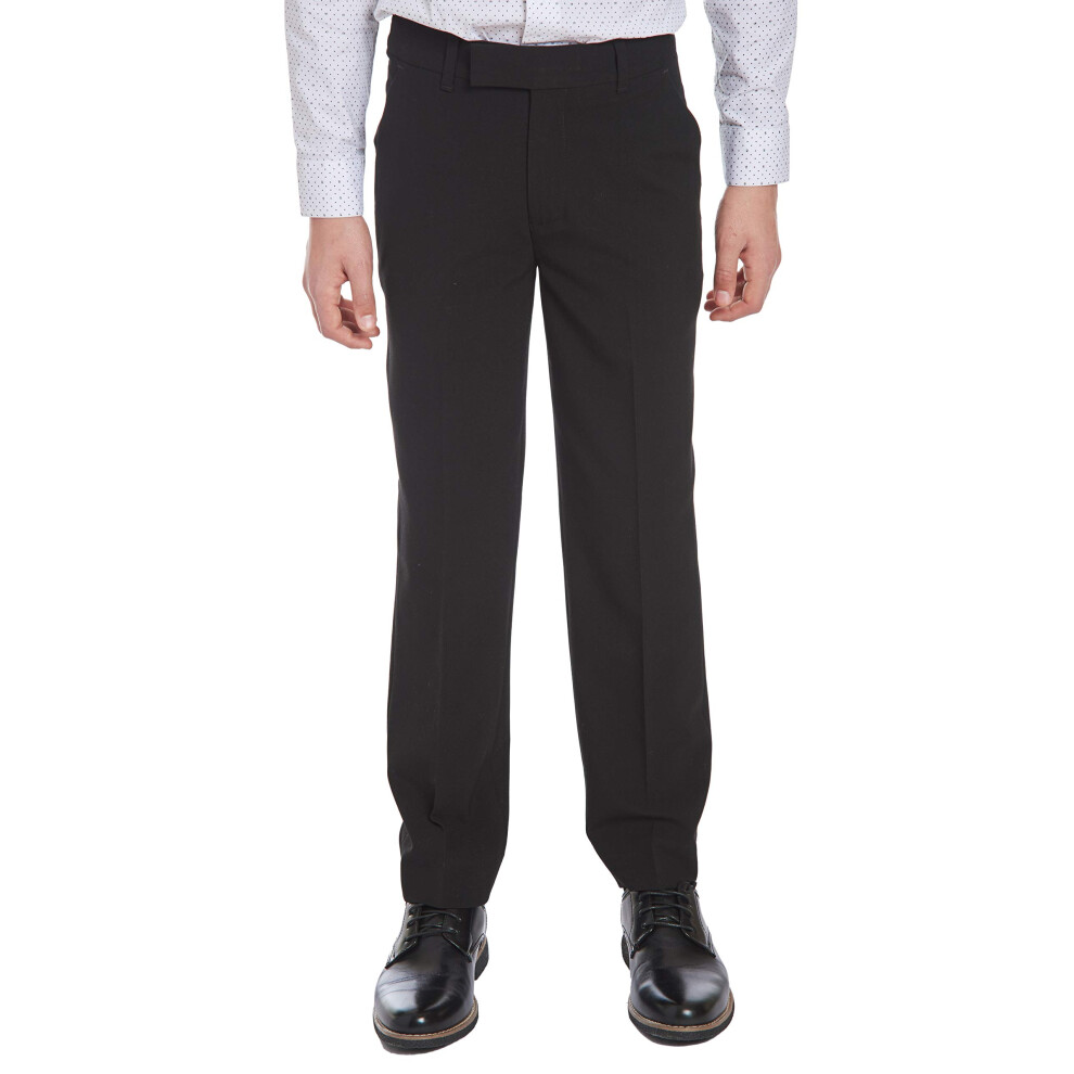 Calvin Klein Big Boys' Flat Front Pant   Black  14