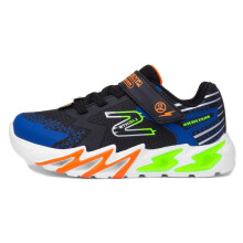 Skechers Kids Boy's Flex-Glow Bolt Sneaker Black/Blue 3 Little Kid