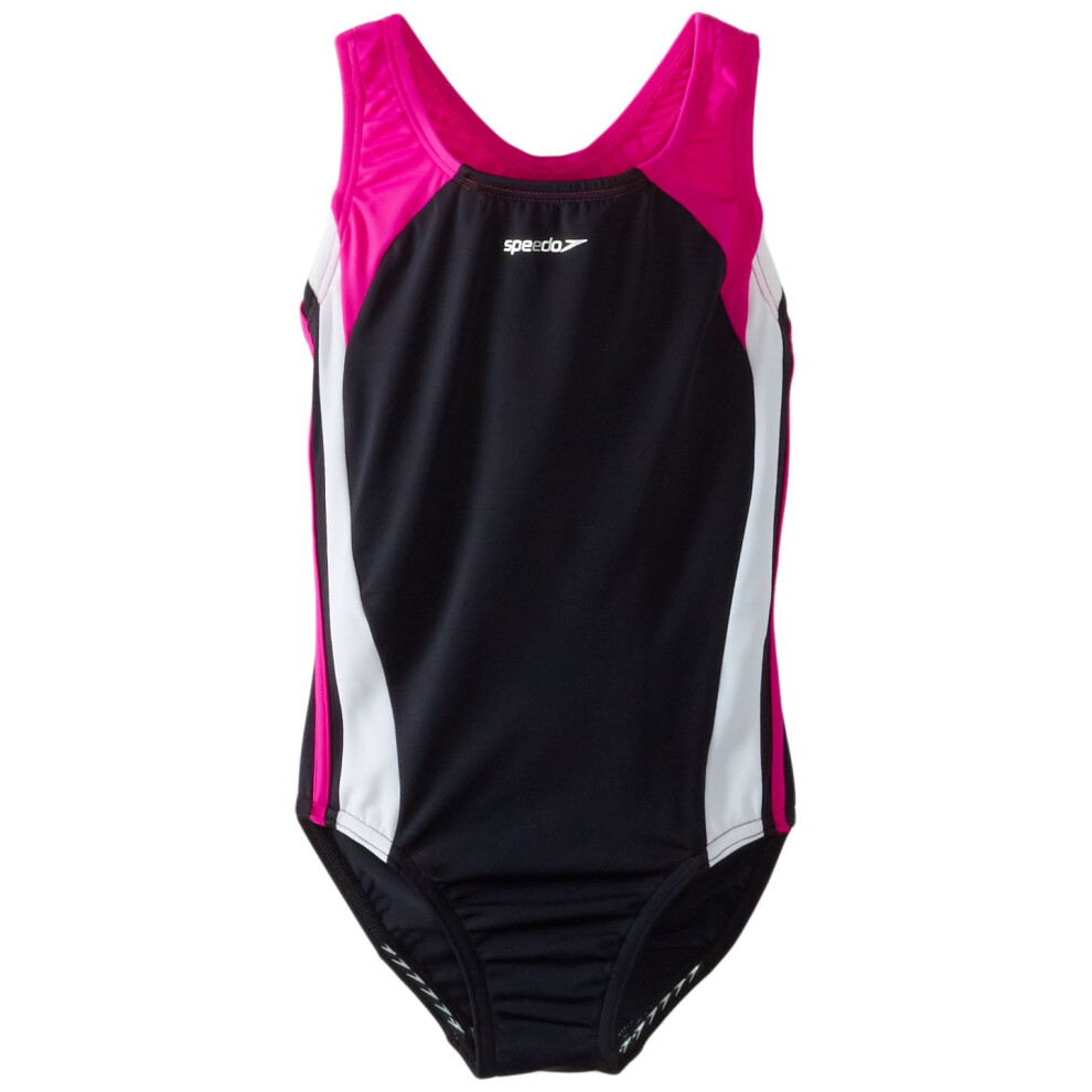 Speedo girls Infinity Splice Thick Strap One Piece Swimsuit  New Blush