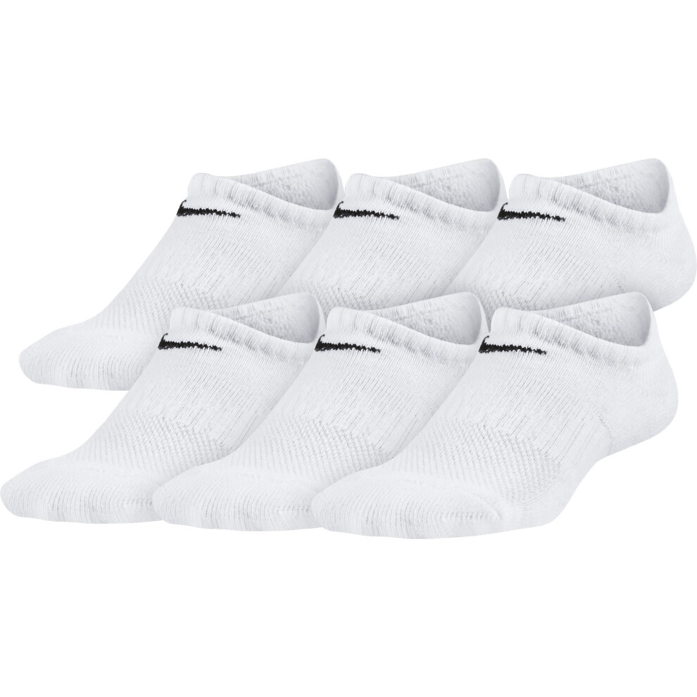 Nike Kids' Everyday Cushioned No-Show Socks (6 Pair)  White/Black  Med