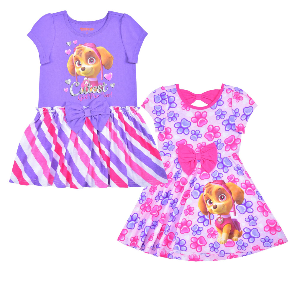 Nickelodeon Girls' Little Paw Patrol 2 Pack Dresses  Pink  4