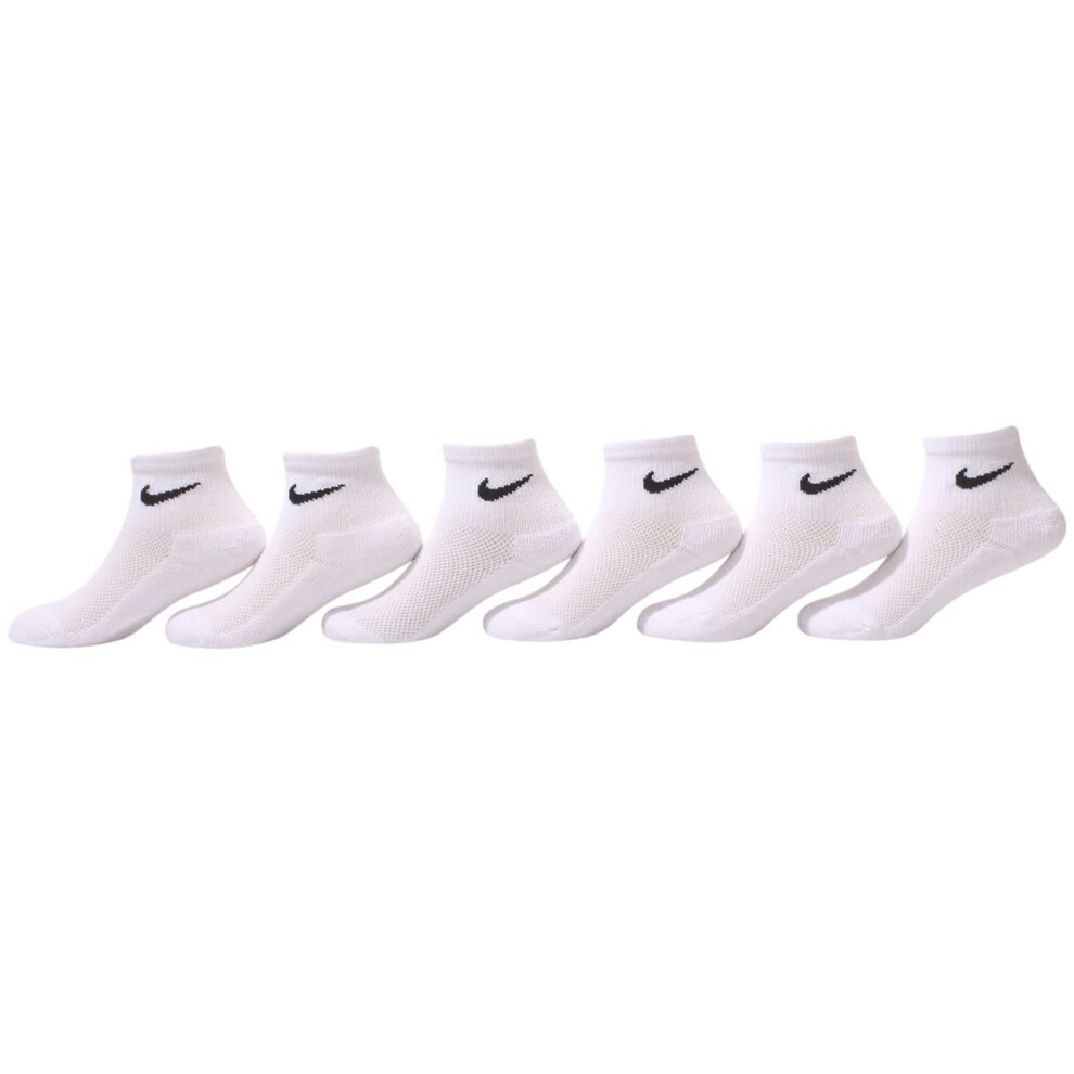 Nike Cushioned Ankle No Show Socks 6-Pack (Little Kid) White 4-5 Littl