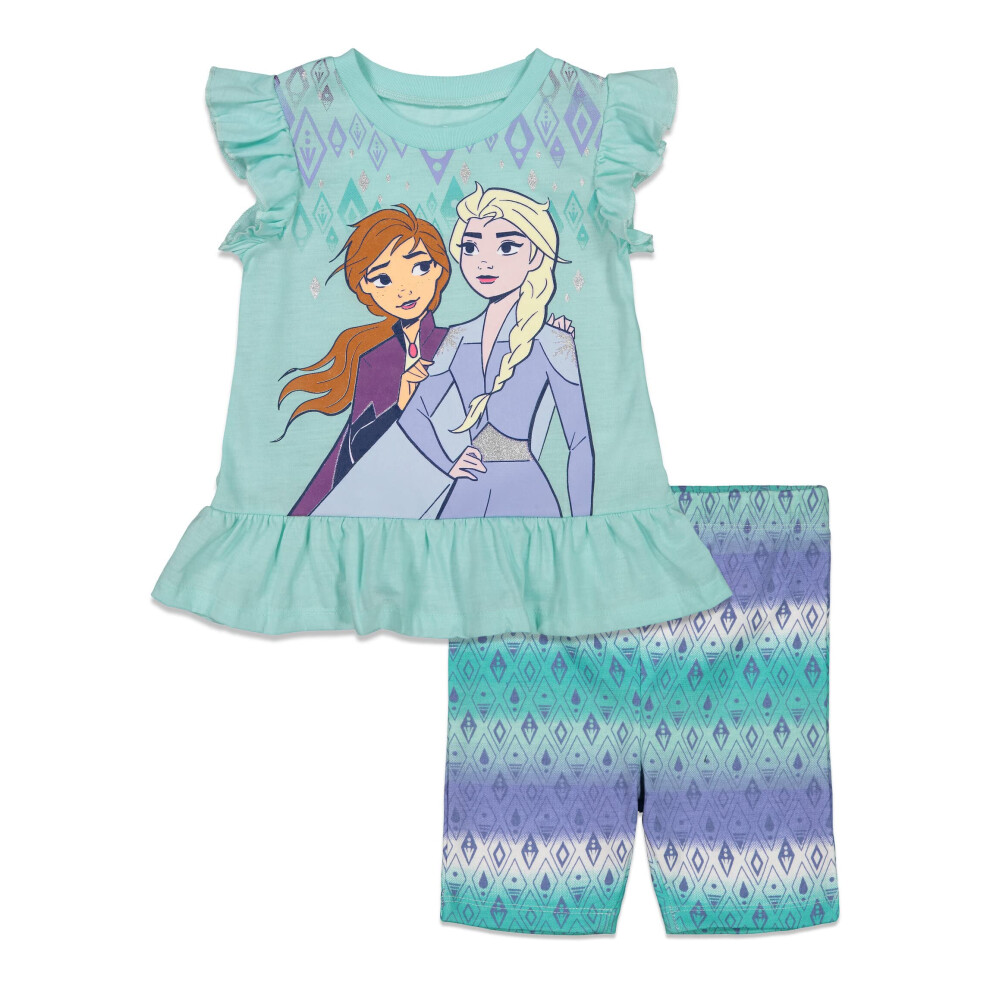 Disney Frozen Elsa Princess Anna Little Girls Graphic T-Shirt and Shor