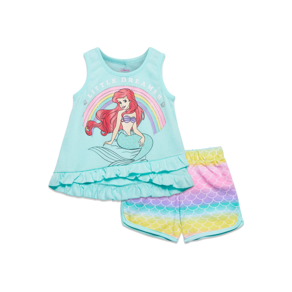 Disney Little Mermaid Little Girls Ariel Tank Top & French Terry Short