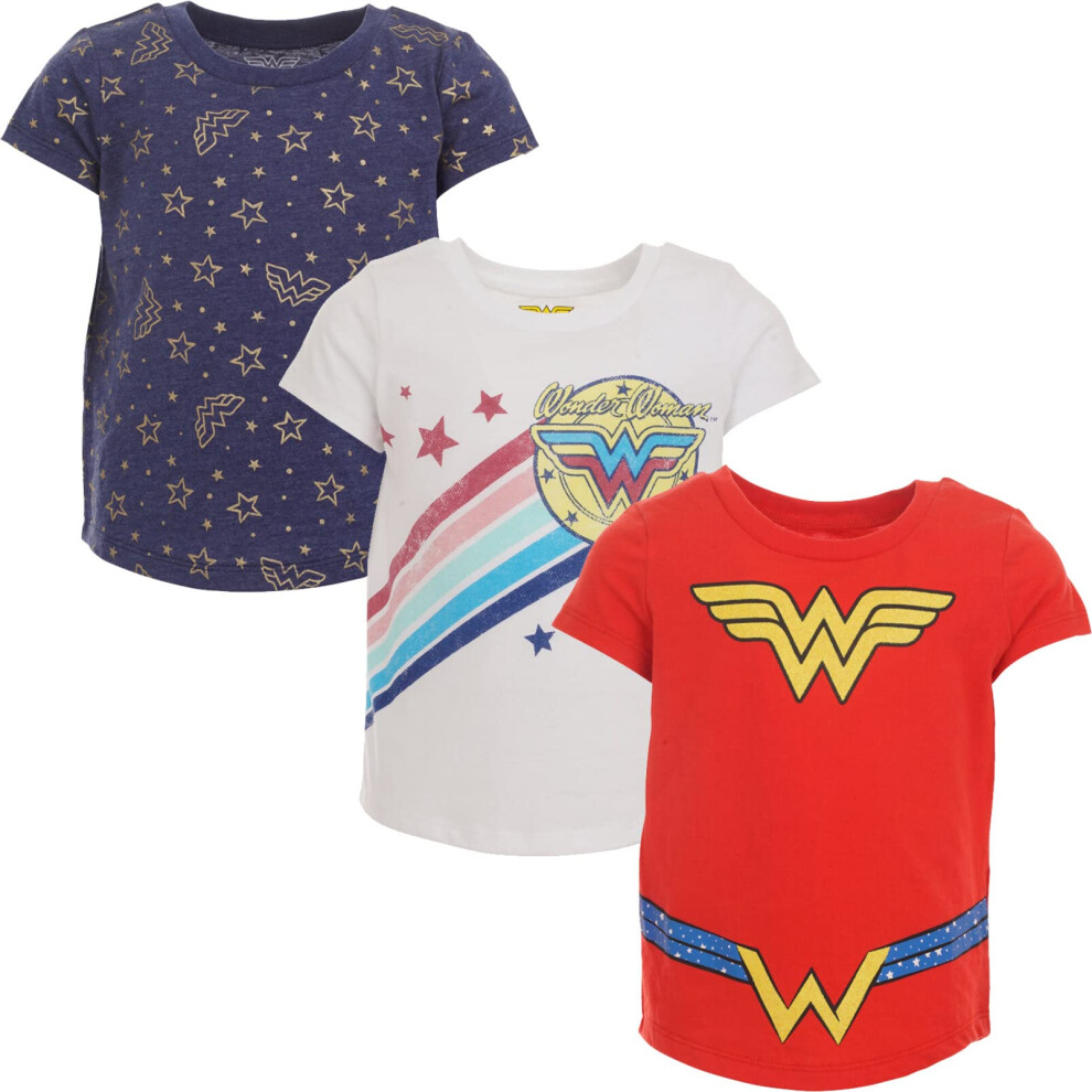 DC Comics Justice League Wonder Woman Toddler Girls 3 Pack T-Shirts Re