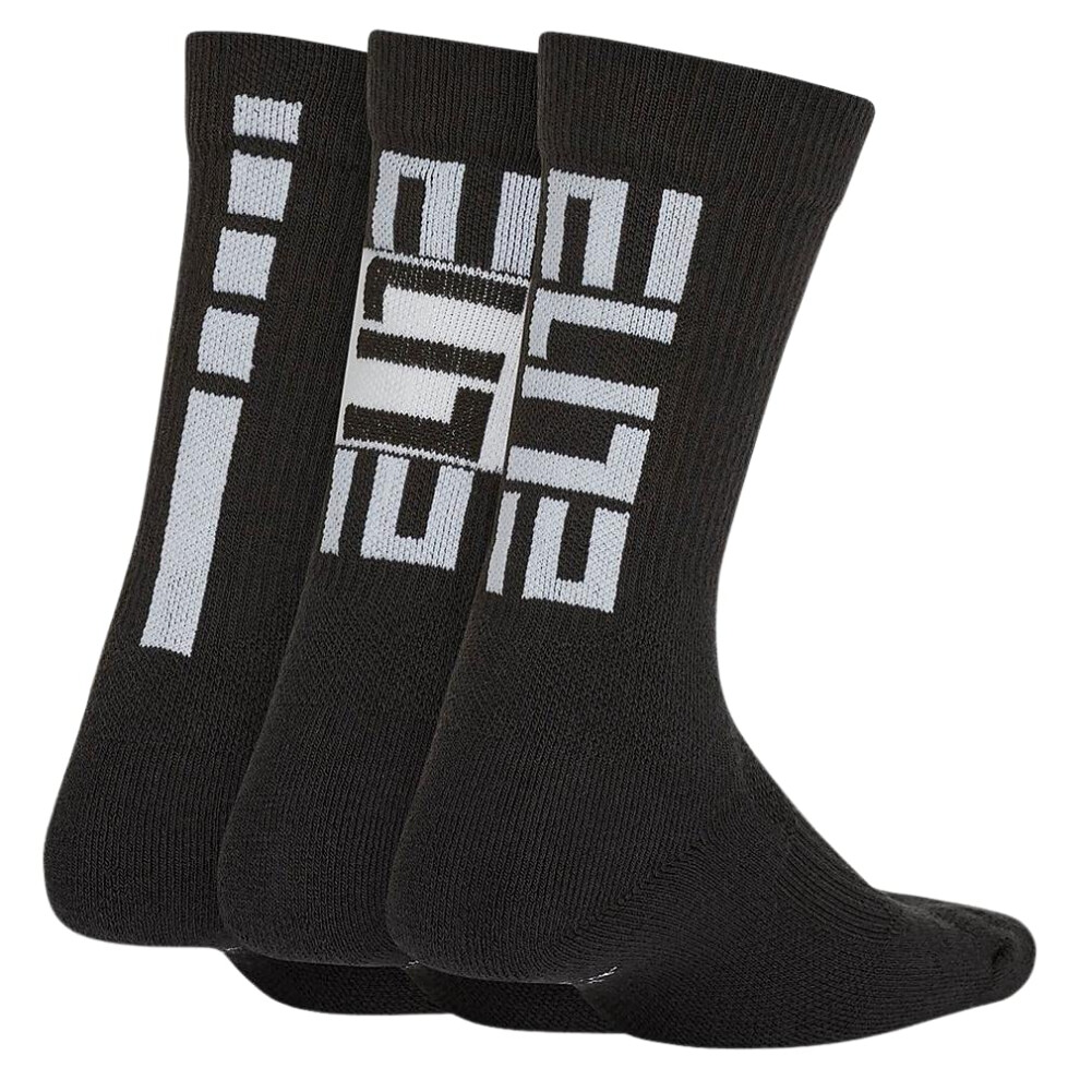 Nike Elite Crew Socks 3-Pair (Little Kid/Big Kid) Black/White MD (5-7