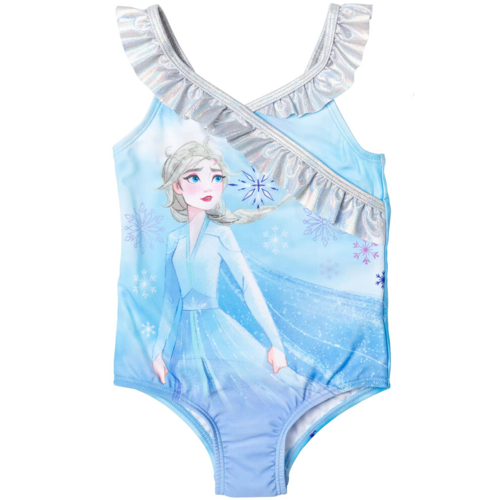 Disney Frozen Elsa Toddler Girls One Piece Bathing Suit Blue 4T