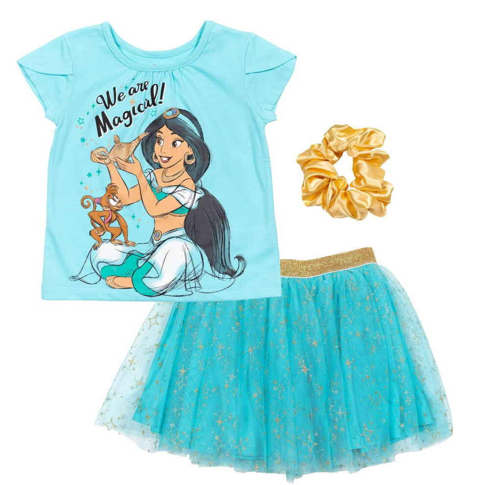 Disney Princess Jasmine Toddler Girls Graphic T-Shirt Mesh Skirt and S