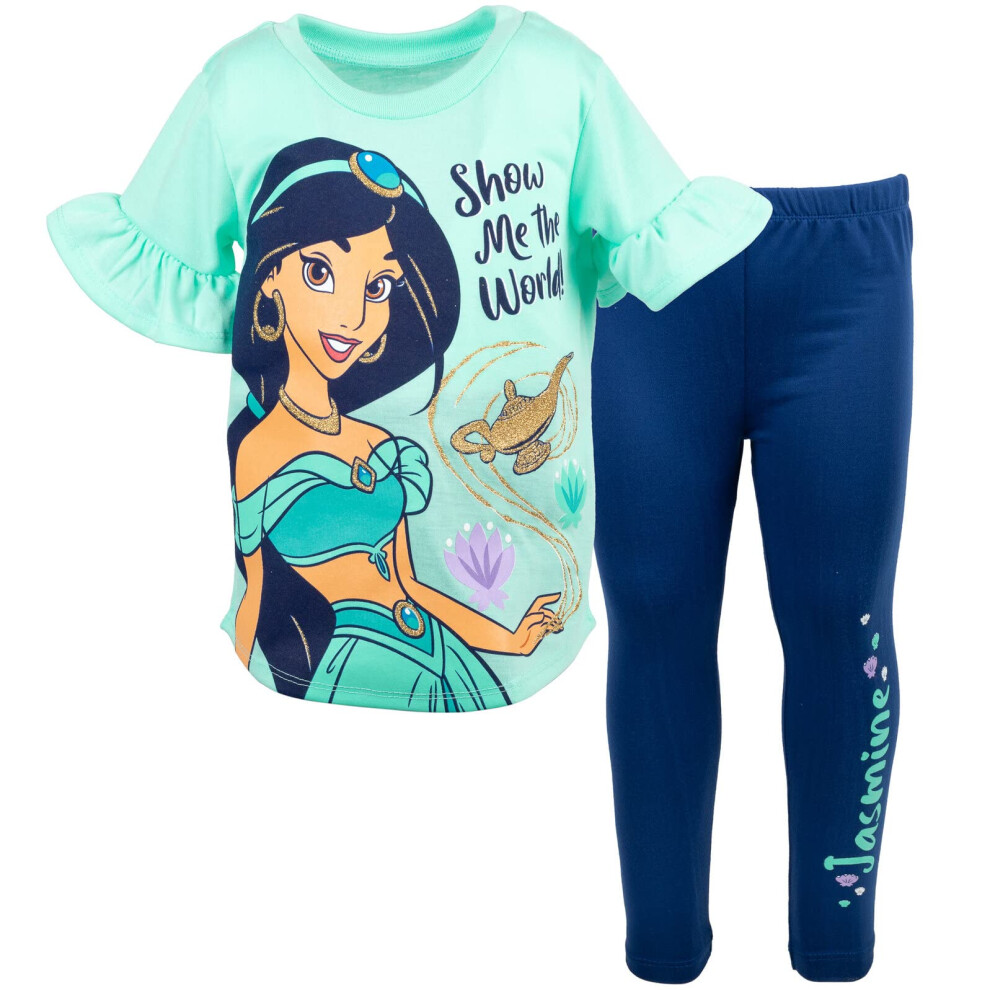 Disney Princess Jasmine Little Girls T-Shirt and Leggings Outfit Set G