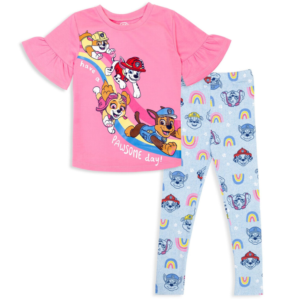 Paw Patrol Chase Rubble Skye Marshall Big Girls T-Shirt Legging Pink/B