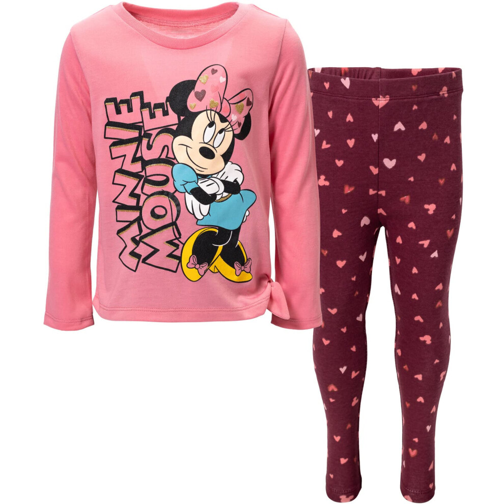 Disney Minnie Mouse Little Girls Long Sleeve Graphic T-Shirt & Legging