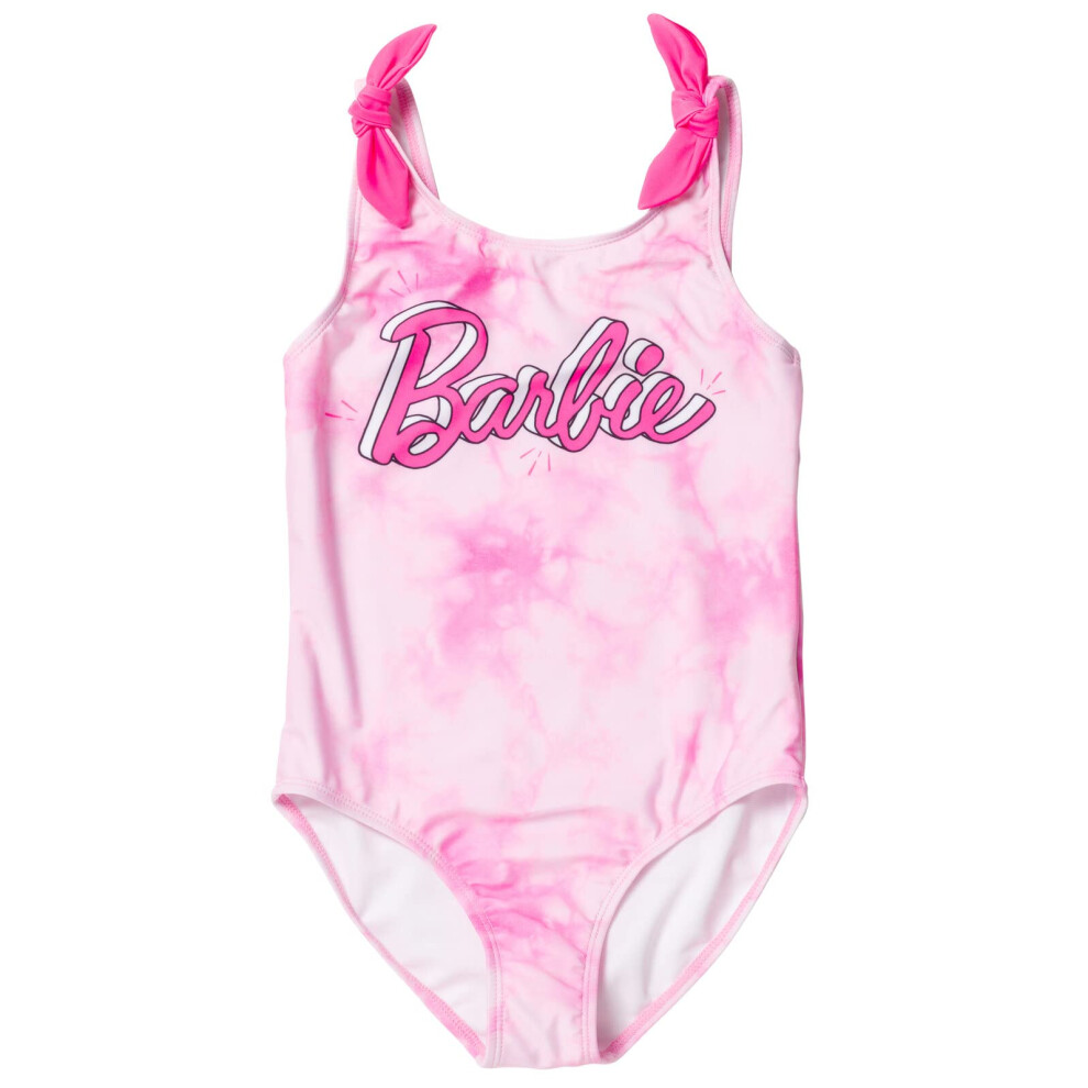 Barbie Little Girls One Piece Bathing Suit Tie Dye Pink 4