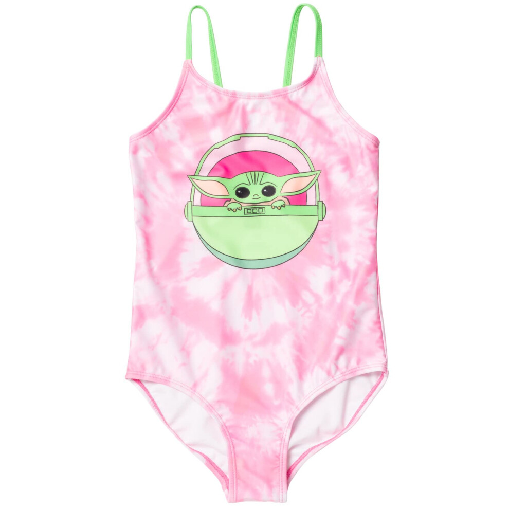 STAR WARS The Child Big Girls One Piece Bathing Suit Tie Dye Pink 10-1