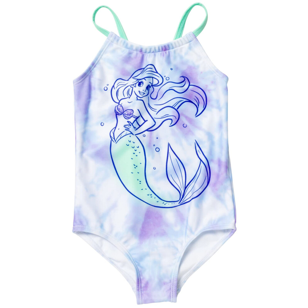 Disney Princess Ariel Big Girls One Piece Bathing Suit Tie Dye Blue 10