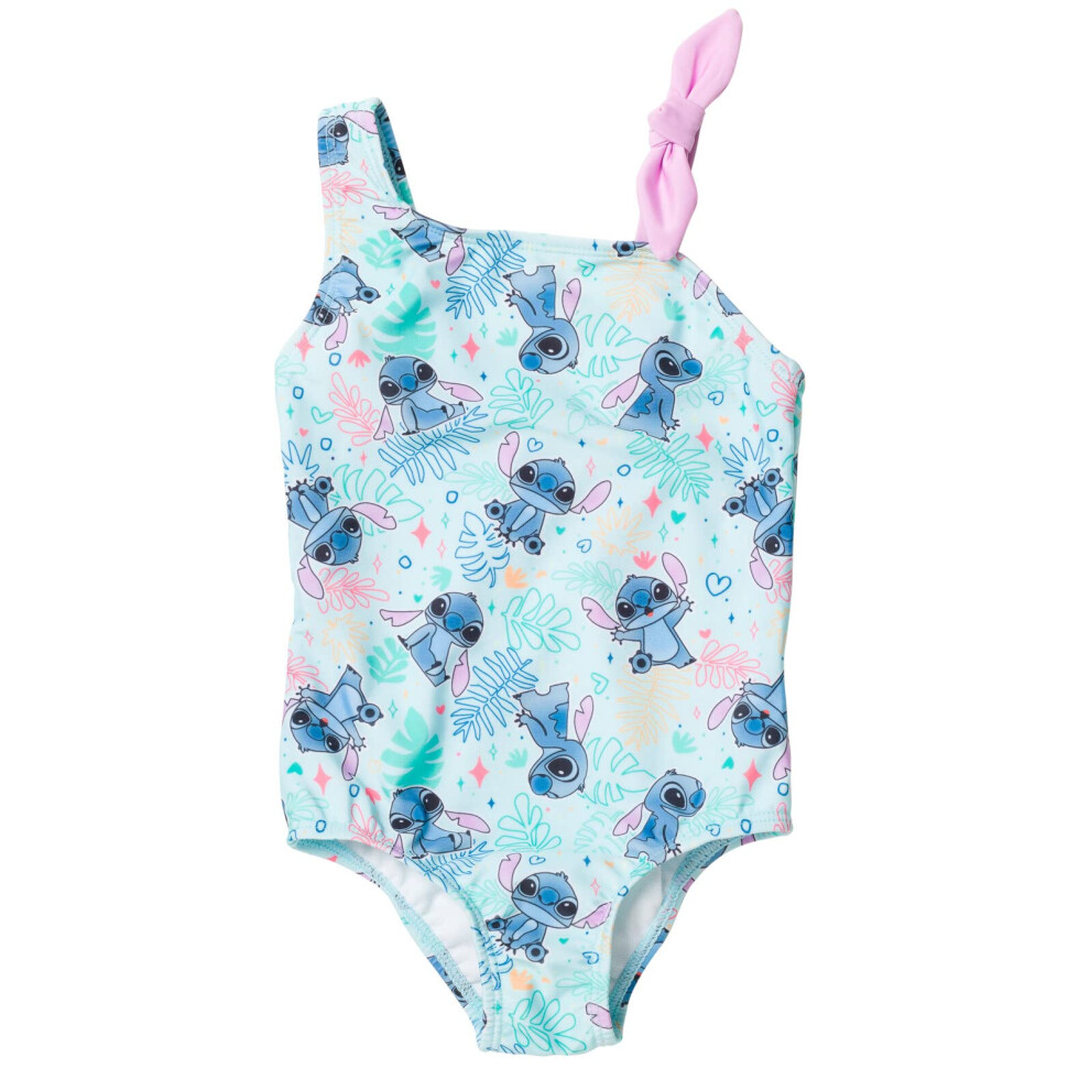 Disney Lilo & Stitch Toddler Girls One Piece Bathing Suit Floral Blue