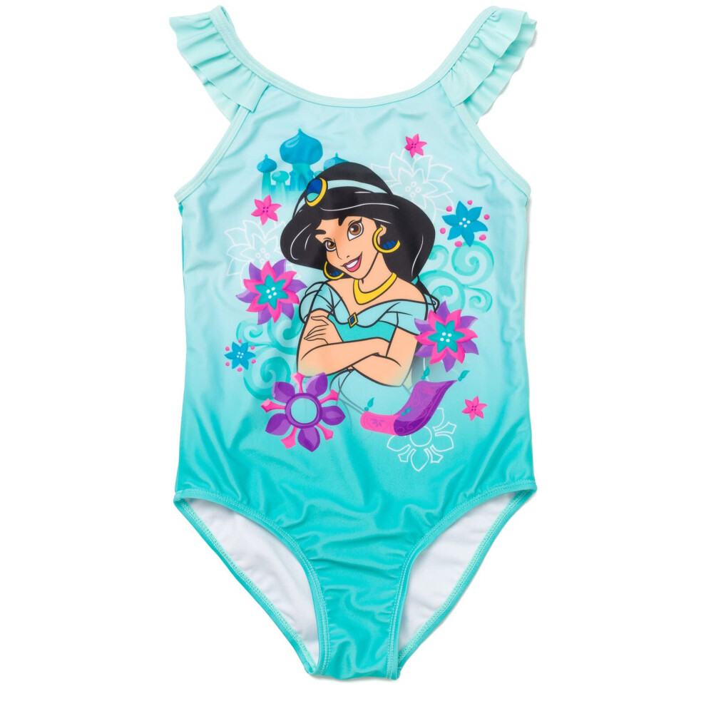 Disney Princess Jasmine Little Girls One Piece Bathing Suit Green 7-8