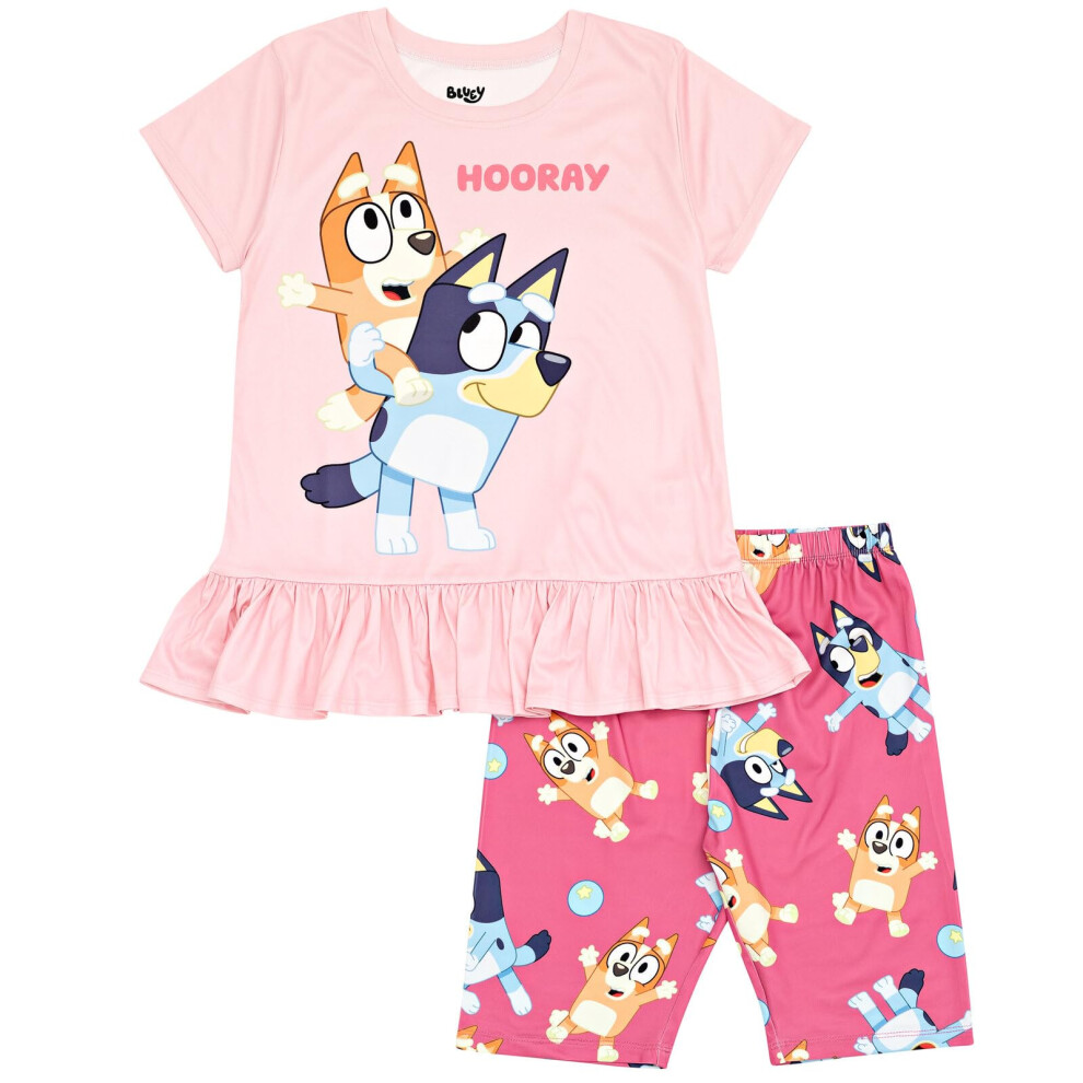 Bluey Bingo Little Girls T-Shirt and Bike Shorts Outfit Set Pink 6