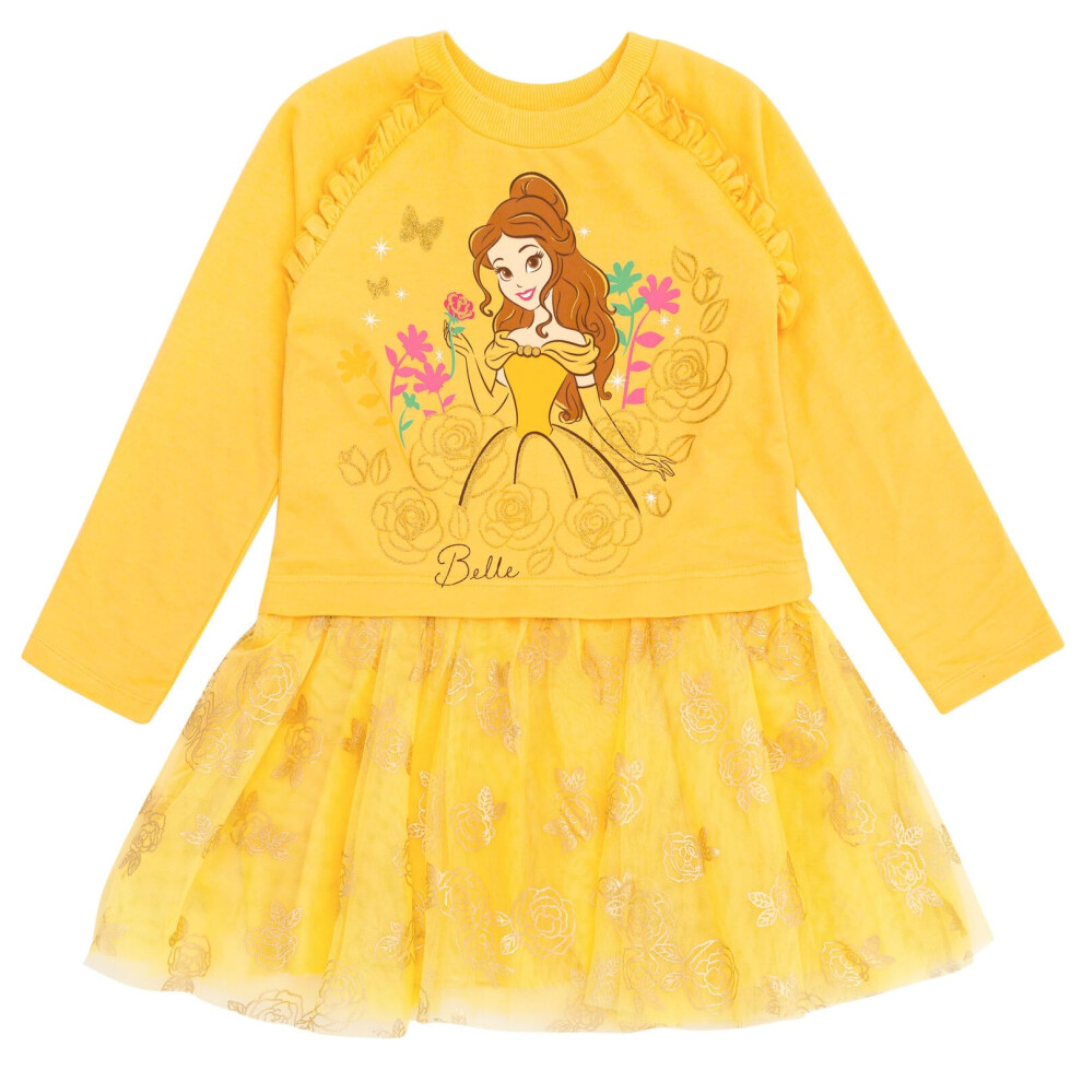 Disney Princess Belle Toddler Girls French Terry Dress Yellow 3T