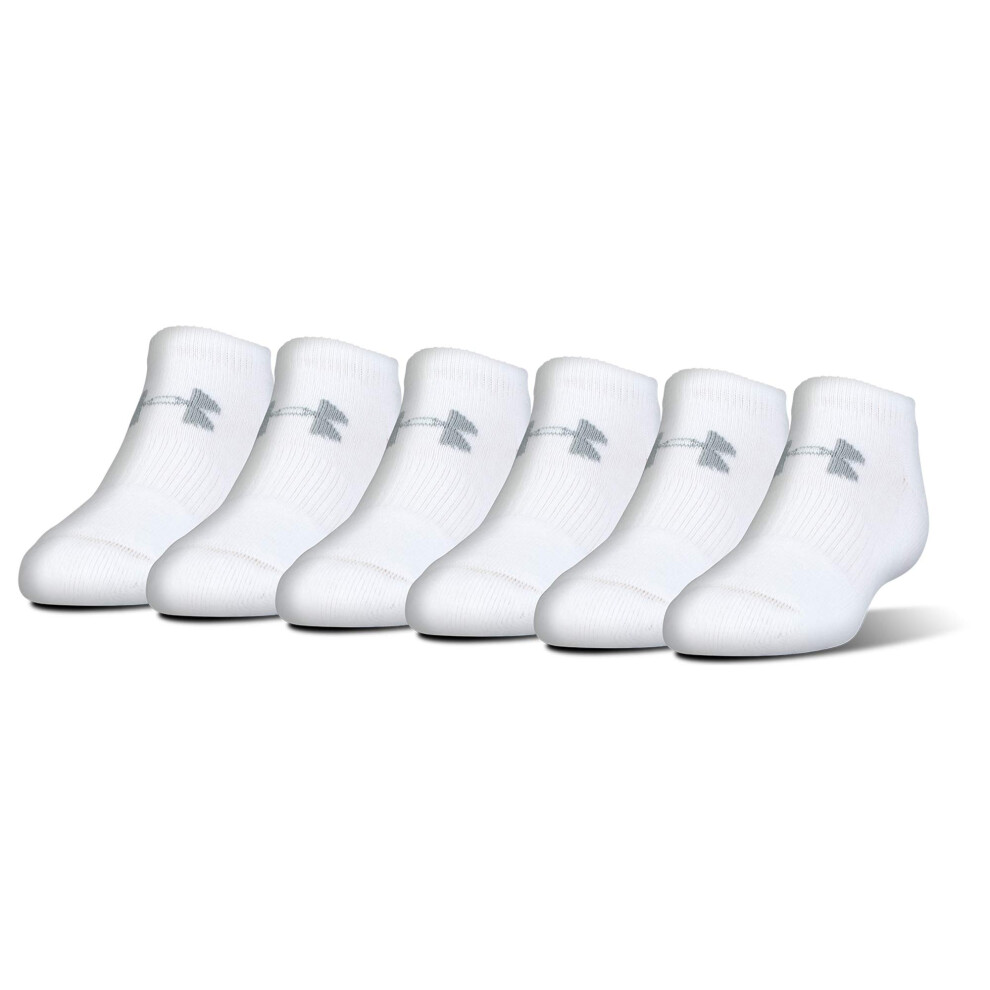 Under Armour Youth Cotton No Show Socks  Multipairs  White/Gray (6 Pai