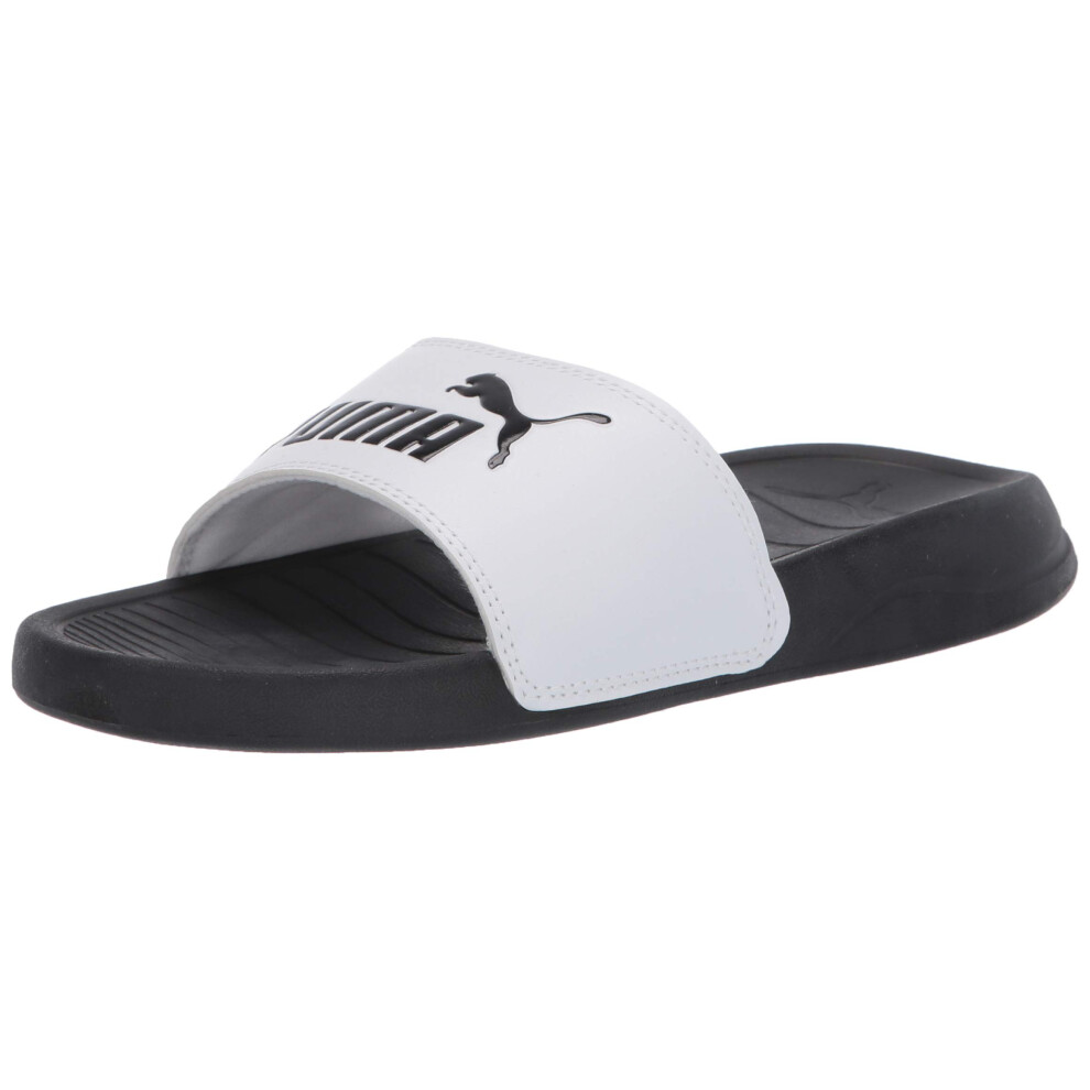 PUMA unisex child Popcat 20 Slide Sandal  White/Black  2 Little Kid US