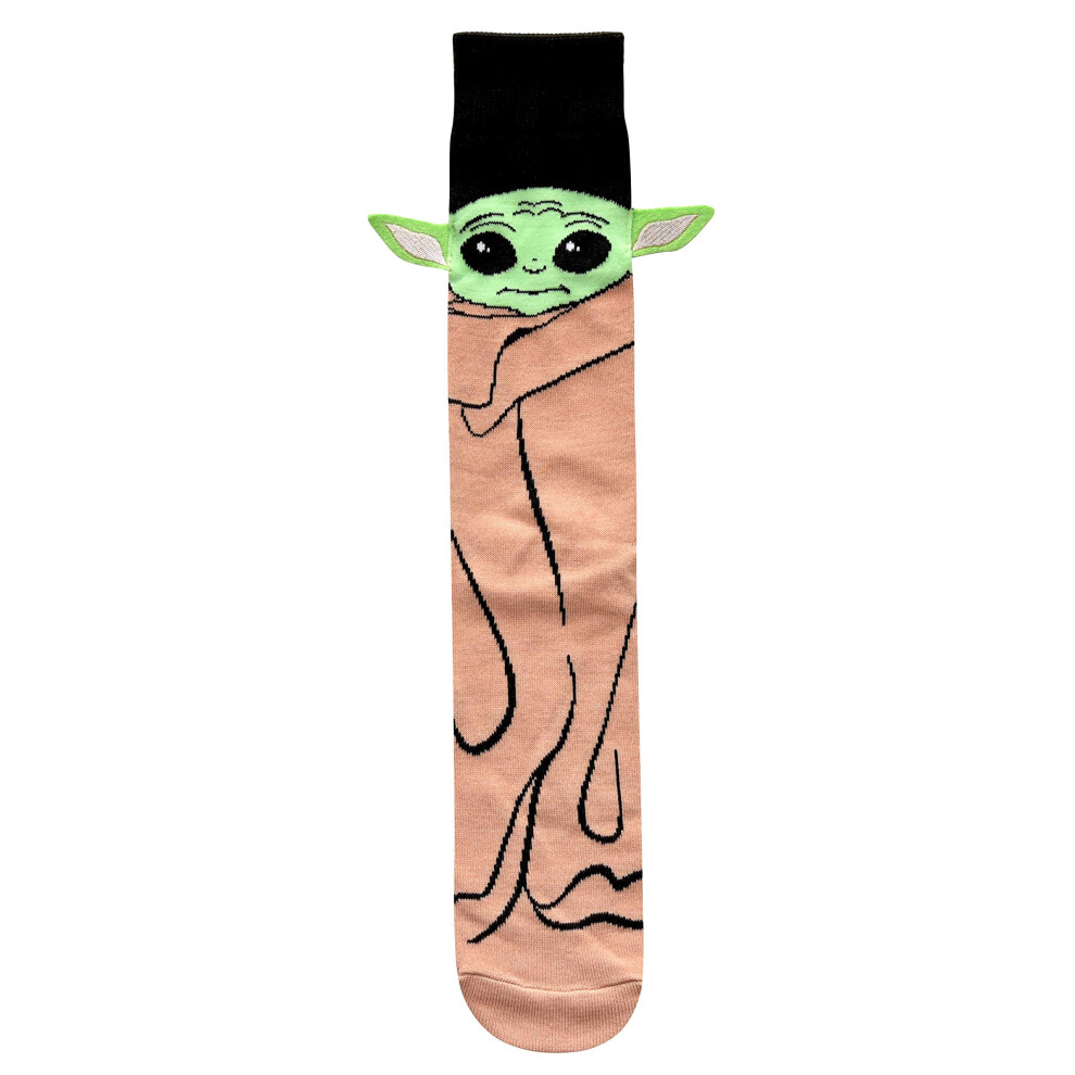 STAR WARS Men's Baby Yoda with Embroidered Ears Adult Crew Socks