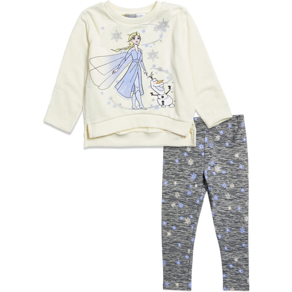 Disney Frozen Olaf Elsa Little Girls 2 Piece : Fleece Graphic T-Shirt