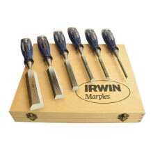 Irwin Chisel Set Marples M750 6pc Bevel Edge Split Proof In Case 10503428